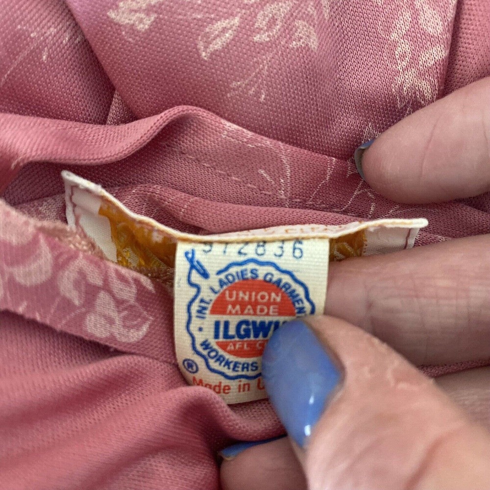 Vintage 1970's Lorrie Deb Union Label Pink Long Floral Zip Formal Dress - 7/8 - Picture 9 of 12